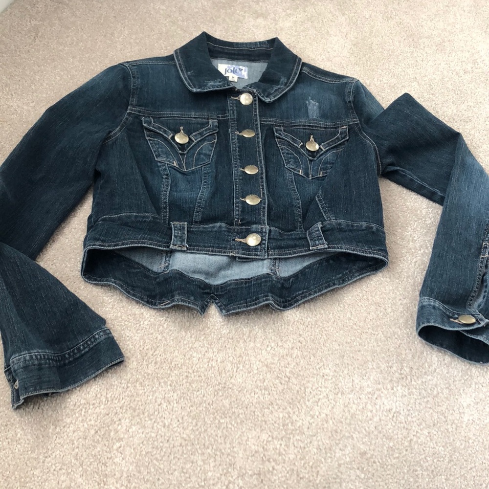Jolt cropped distressed jean jacket